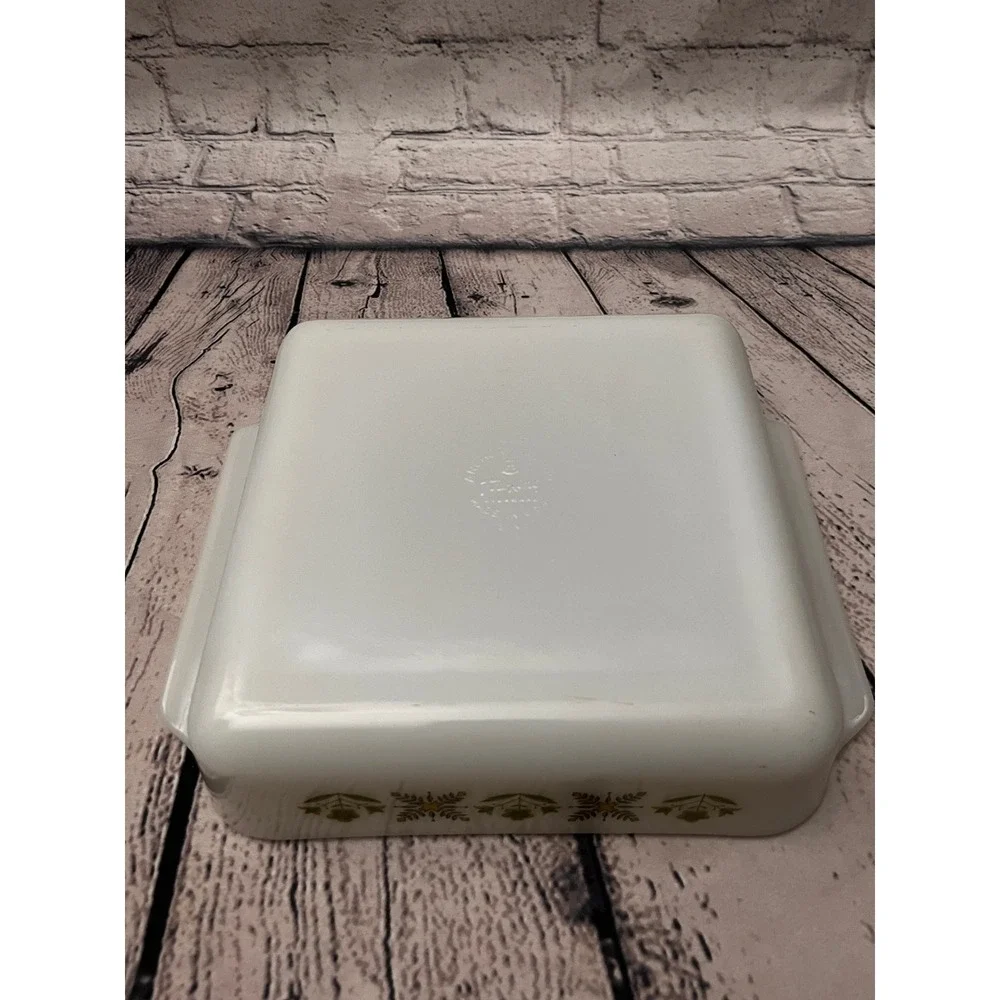 Vintage Anchor Hocking Fire King Milk Glass Meadows Baking Dish Square 8